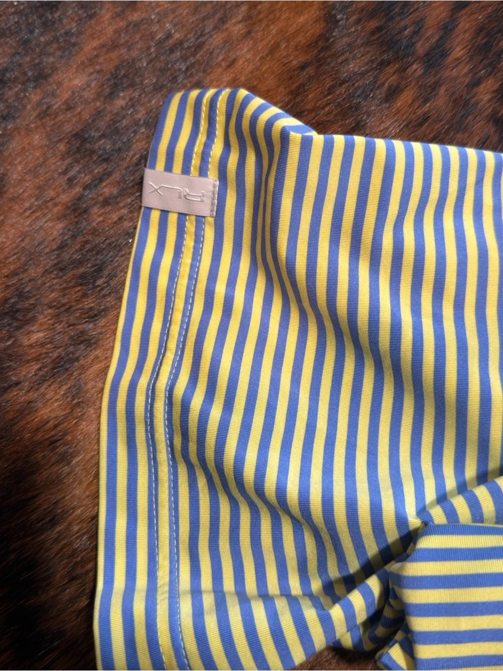 Ralph Lauren RLX Men's Short Sleeve Striped Golf Polo Yellow Blue Sz XL Gorpcore